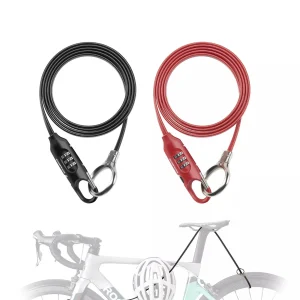 ROCKBROS candado para bicicleta candado con cable 150cm con código numérico antirrobo para bicicleta scooter cochecito de bebé rojo/negro