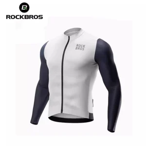 ROCKBROS Maillot Ciclismo Manga Larga Maillot Ciclismo Hombre Ropa Ciclismo Transpirable Secado Rápido Cremallera con 3 Bolsillos Camiseta para Hombre Bicicleta Carretera MTB Talla Europea