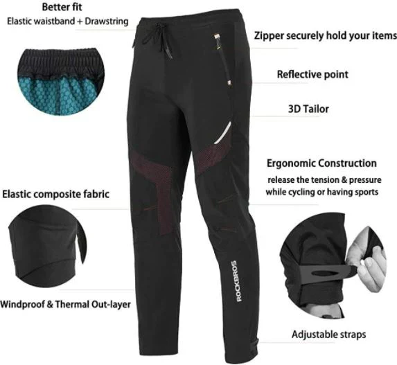 ROCKBROS Pantalones Largos Cortaviento Ciclismo Deportivo Talla M-4XL - Imagen 6