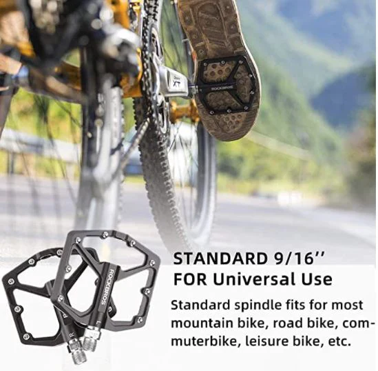 ROCKBROS Pedales de bicicleta aluminio ultraligeros antideslizantes 9/16 pulgadas - Imagen 6