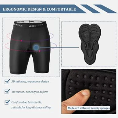 Pantalón corto ROCKBROS Elite con pantalón interior y badana Hombre Negro - Imagen 5