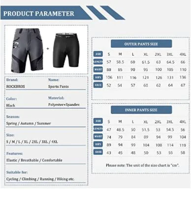 Pantalón corto ROCKBROS Elite con pantalón interior y badana Hombre Negro - Imagen 3