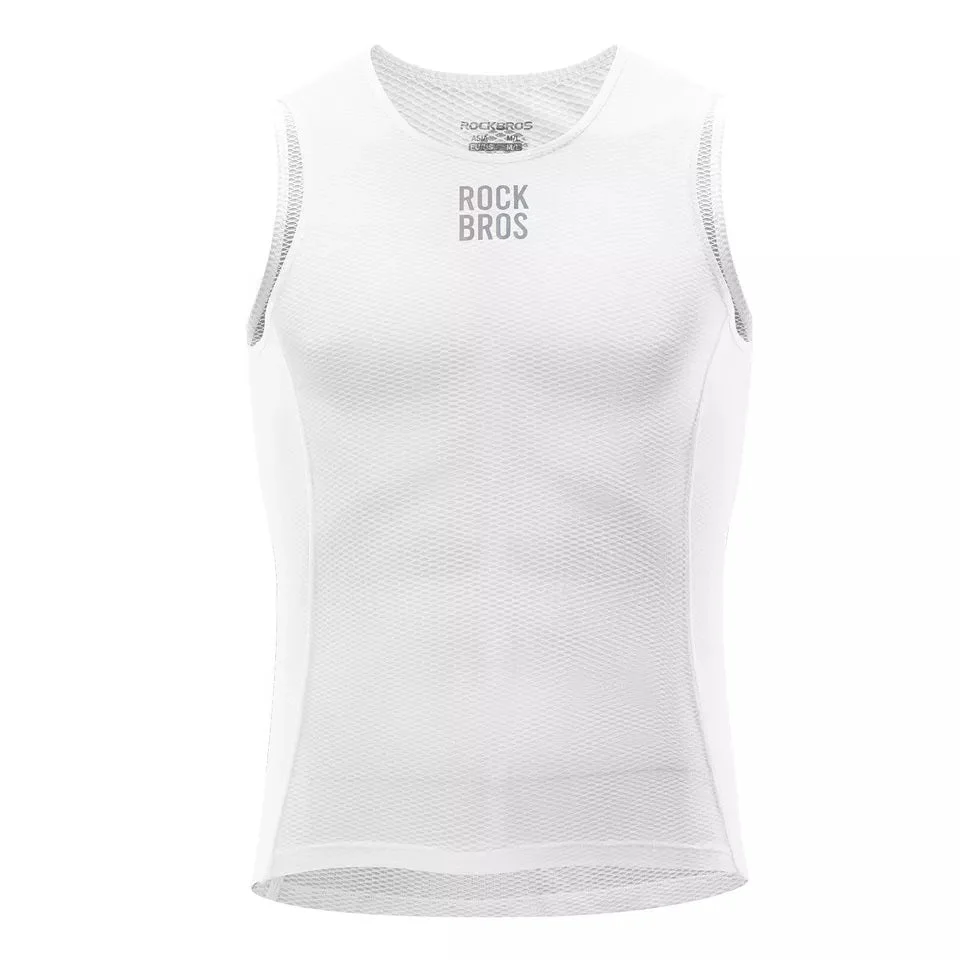 ROCKBROS Camiseta Interior Hombre Chaleco De Ciclismo Camiseta Sin Mangas Transpirable Capa Base Blanco