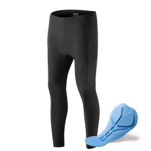 ROCKBROS Pantalones de ciclismo para hombre, pantalones largos de compresión con bolsillos, mallas acolchadas, pantalones de ciclismo elásticos y transpirables con acolchado para el asiento para otoño/primavera