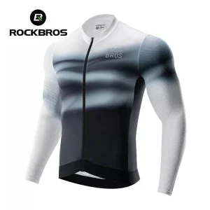 ROCKBROS Maillot de ciclismo para hombre, maillot de ciclismo de manga larga, maillot de bicicleta para ciclismo, ciclismo, MTB, bicicleta de carretera, ropa de ciclismo, transpirable, de secado rápido