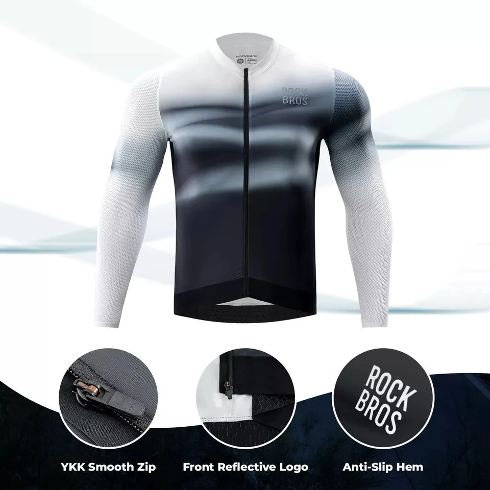 ROCKBROS Maillot de ciclismo para hombre, maillot de ciclismo de manga larga, maillot de bicicleta para ciclismo, ciclismo, MTB, bicicleta de carretera, ropa de ciclismo, transpirable, de secado rápido - Imagen 3