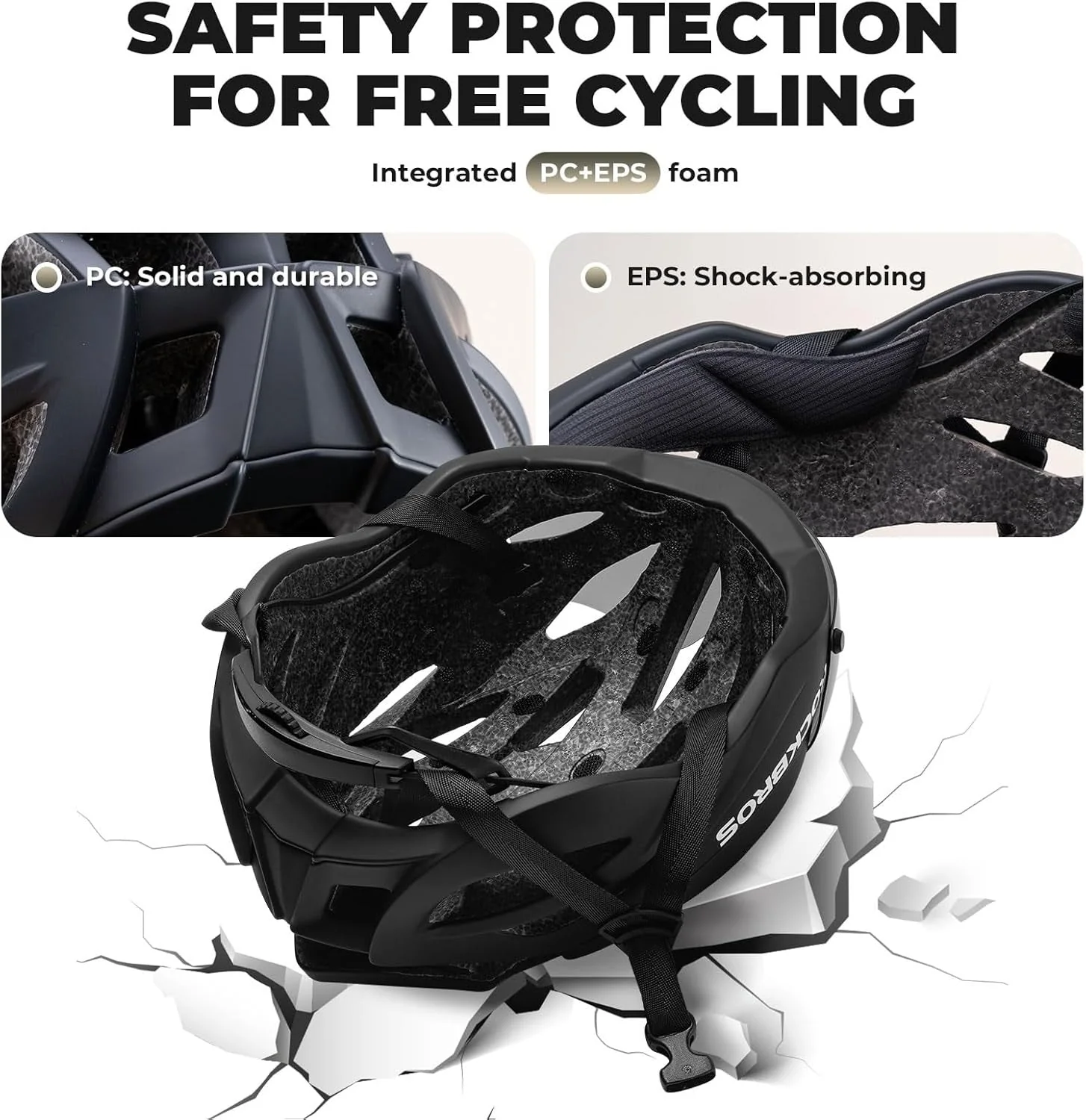 ROCKBROS Casco de bicicleta para adultos con visera magnética extraíble transpirable ajustable para hombres y mujeres 58-62 cm - Imagen 9
