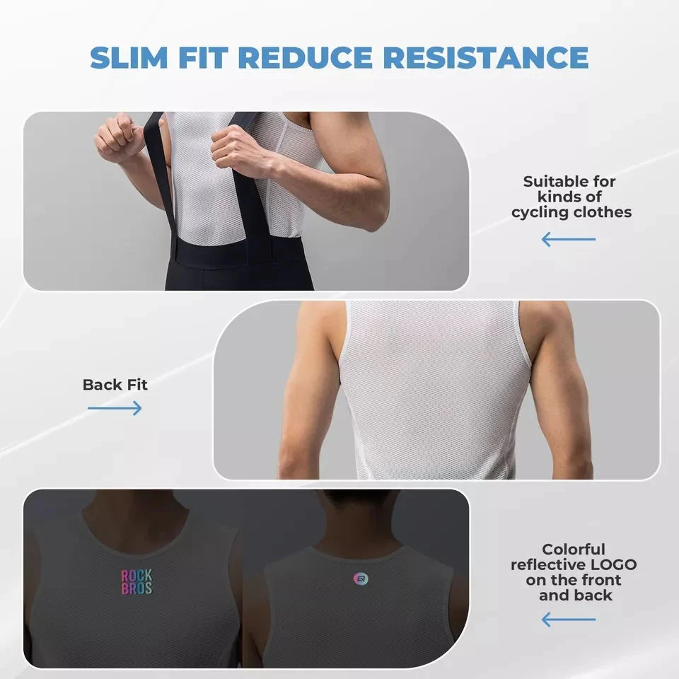 ROCKBROS Camiseta Interior Hombre Chaleco De Ciclismo Camiseta Sin Mangas Transpirable Capa Base Blanco - Imagen 3