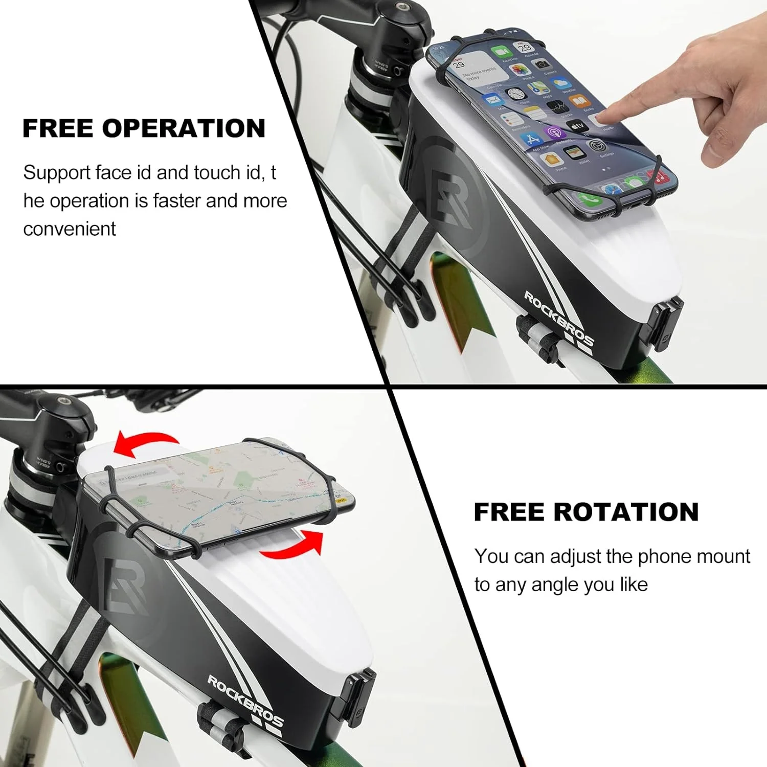 ROCKBROS Bolsa de cuadro con soporte para teléfono móvil de 4-6,5 pulgadas - Imagen 5