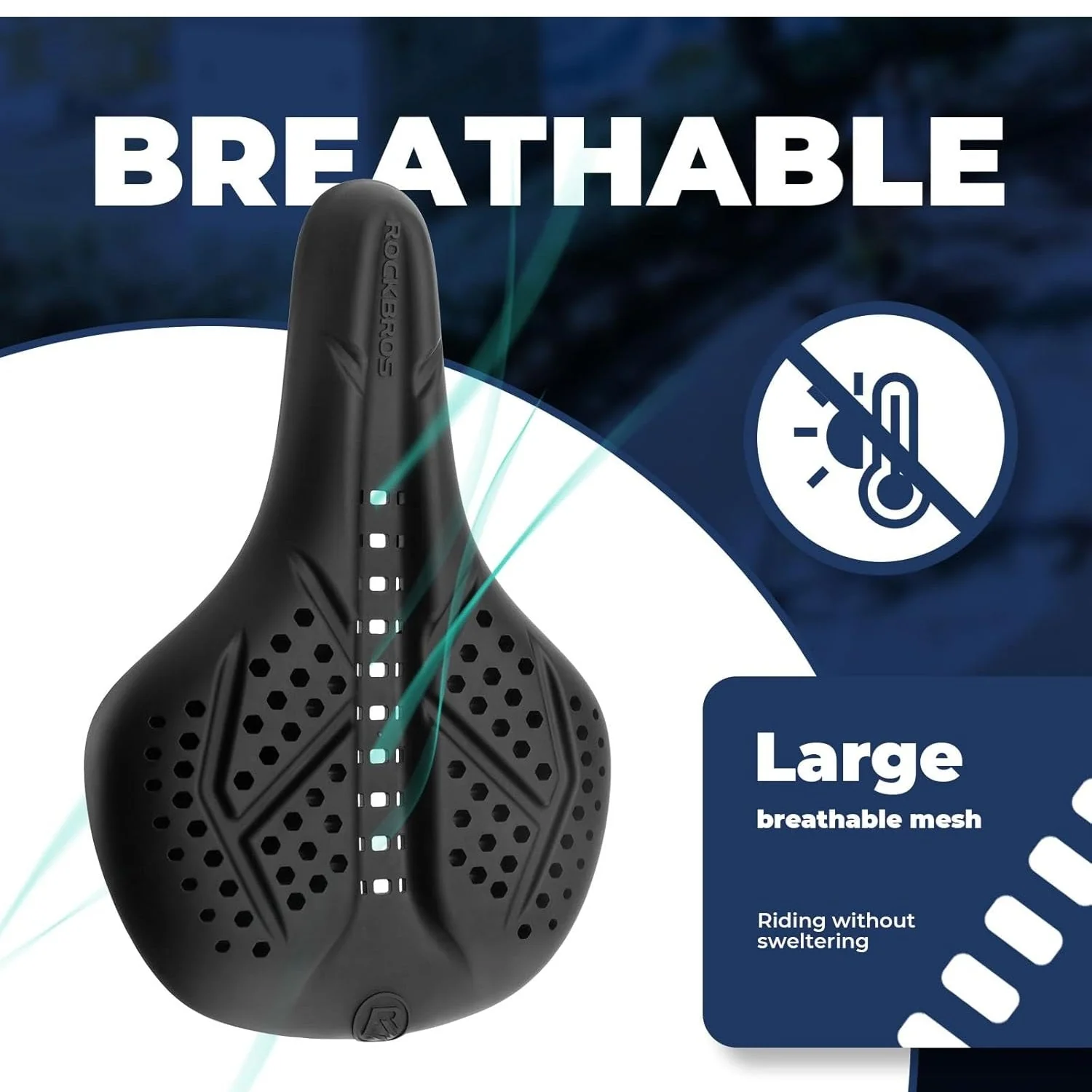 ROCKBROS Funda para Sillín de Bicicleta Funda de Gel para Sillín de Bicicleta Funda Acolchada Transpirable para Hombre y Mujer Negro/Gris (25,5 x 18 cm) - Imagen 5