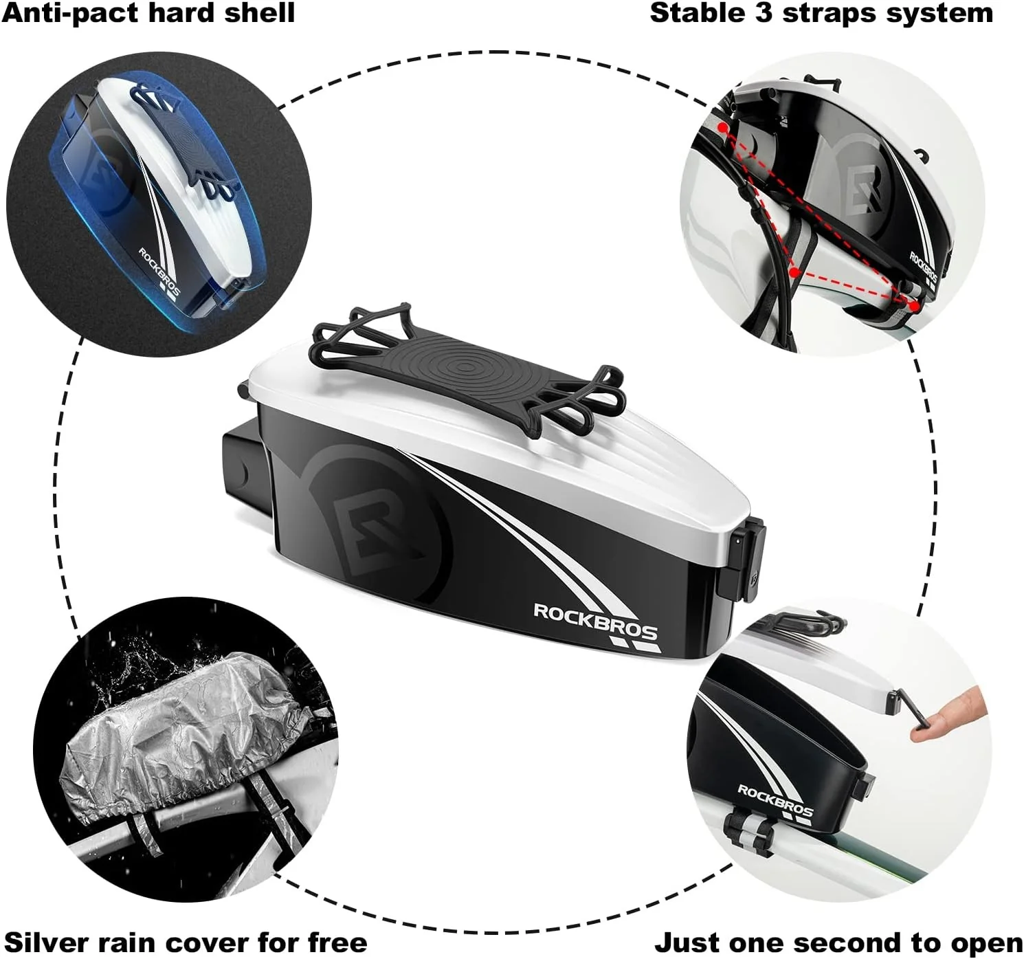 ROCKBROS Bolsa de cuadro con soporte para teléfono móvil de 4-6,5 pulgadas - Imagen 6