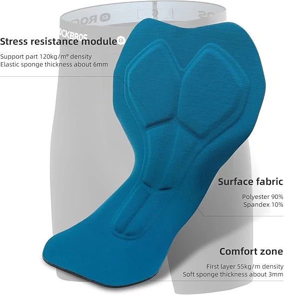 ROCKBROS Pantalones de ciclismo de doble capa, pantalones deportivos extraíbles, pantalones largos de ciclismo con acolchado de asiento, pantalones de bicicleta acolchados, para hombre, transpirables, para bicicleta de carretera MTB - Imagen 4