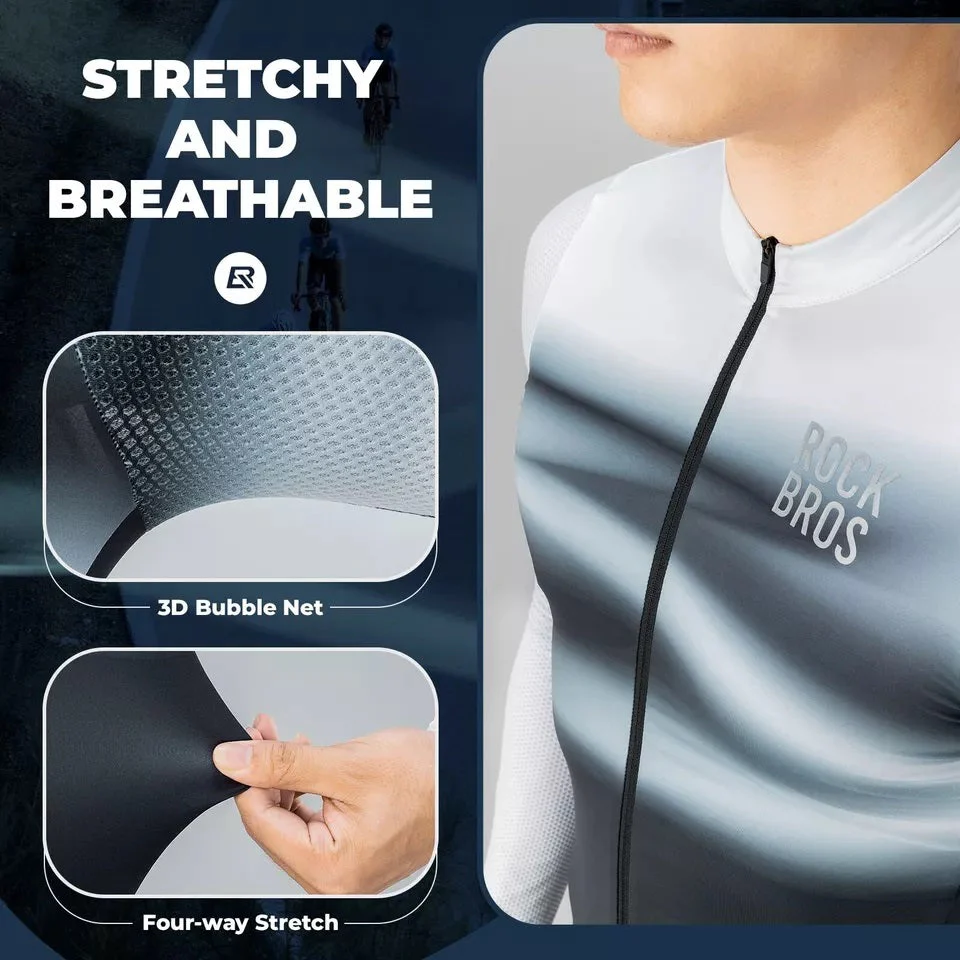 ROCKBROS Maillot de ciclismo para hombre, maillot de ciclismo de manga larga, maillot de bicicleta para ciclismo, ciclismo, MTB, bicicleta de carretera, ropa de ciclismo, transpirable, de secado rápido - Imagen 4
