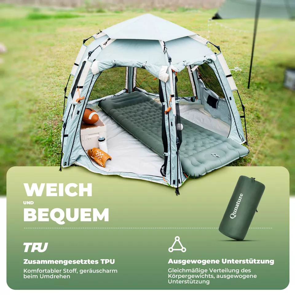 Colchoneta hinchable para dormir QUNATURE 197*71 cm colchón de aire 2 colores - Imagen 6