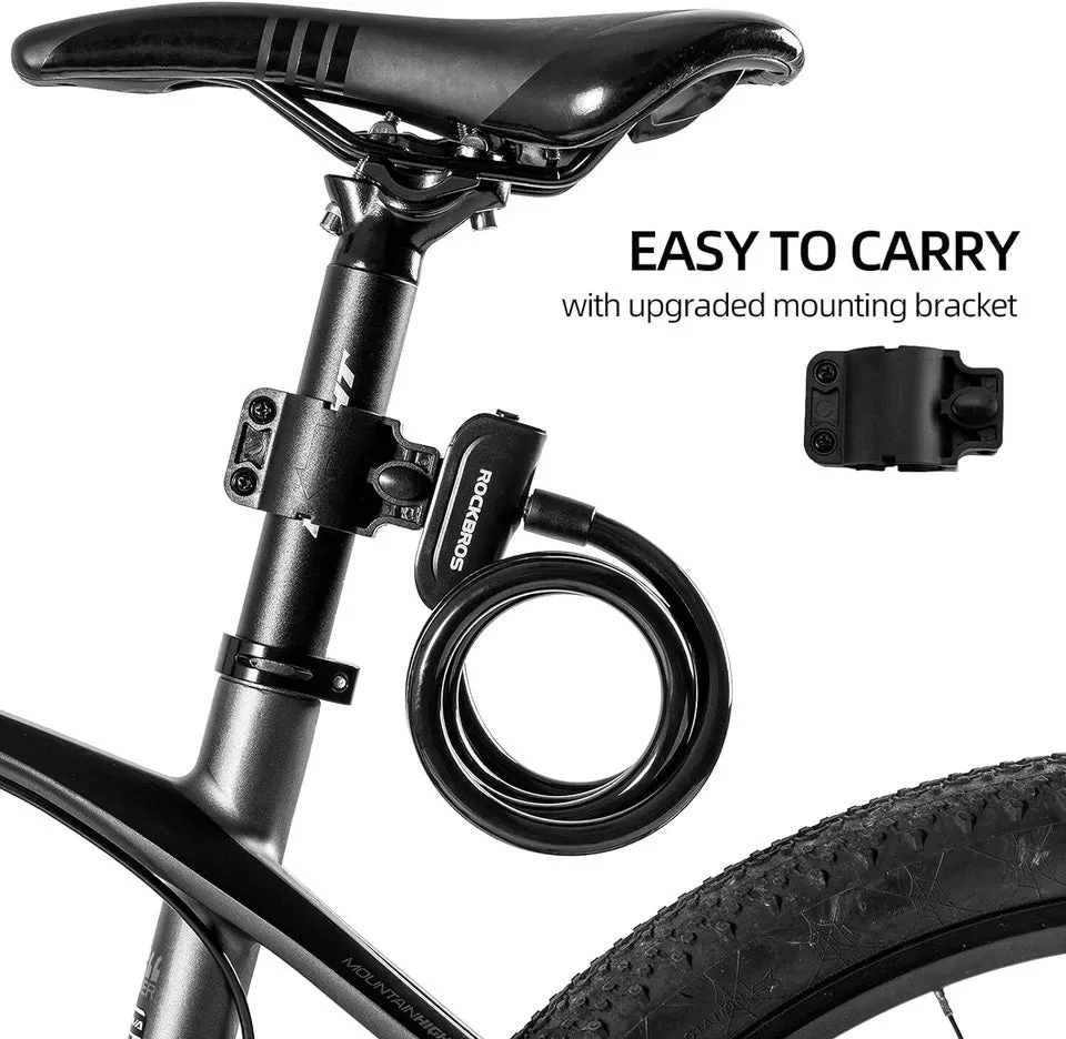 Candado para bicicleta ROCKBROS candado para bicicleta con soporte de montaje 2 llaves - Imagen 5