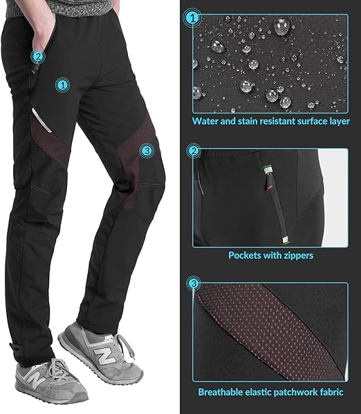 ROCKBROS Pantalones Largos Cortaviento Ciclismo Deportivo Talla M-4XL - Imagen 9