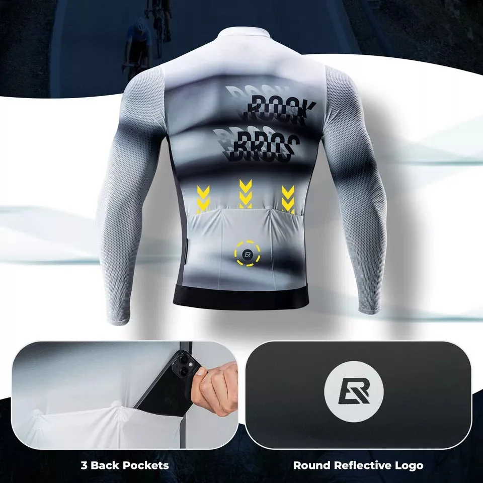 ROCKBROS Maillot de ciclismo para hombre, maillot de ciclismo de manga larga, maillot de bicicleta para ciclismo, ciclismo, MTB, bicicleta de carretera, ropa de ciclismo, transpirable, de secado rápido - Imagen 5