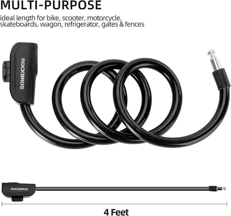 Candado para bicicleta ROCKBROS candado para bicicleta con soporte de montaje 2 llaves - Imagen 6