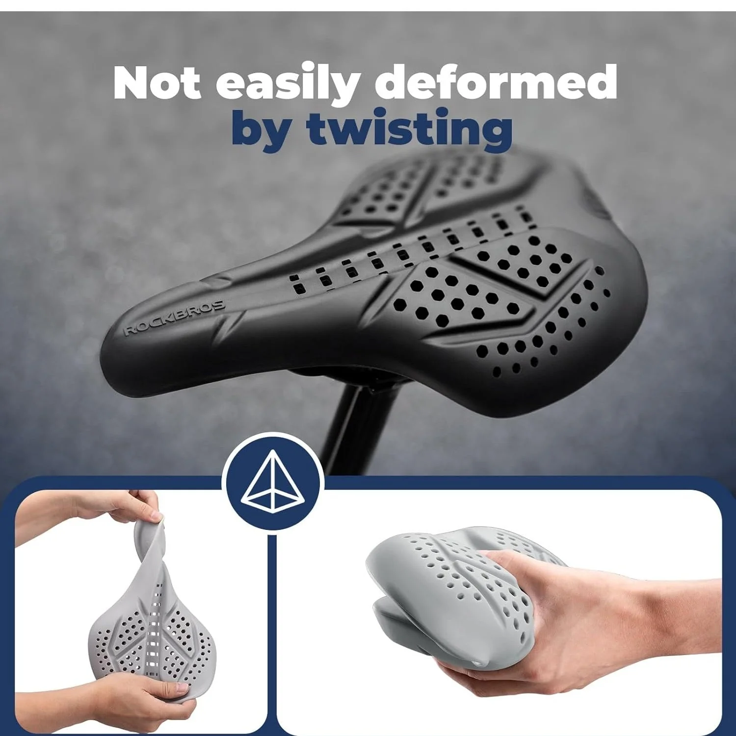 ROCKBROS Funda para Sillín de Bicicleta Funda de Gel para Sillín de Bicicleta Funda Acolchada Transpirable para Hombre y Mujer Negro/Gris (25,5 x 18 cm) - Imagen 8