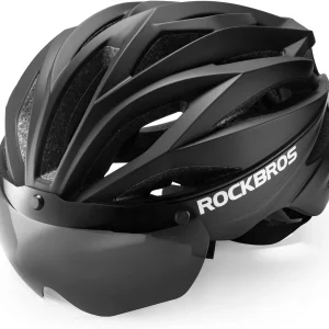 ROCKBROS Casco de bicicleta para adultos con visera magnética extraíble transpirable ajustable para hombres y mujeres 58-62 cm