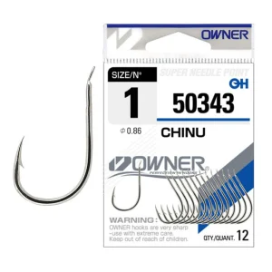 Anzuelo Chinu Nickel 50343 Owner // 5/0, 4/0, 3/0, 2/0, 1/0, 1, 2, 3, 4, 5, 6, 7