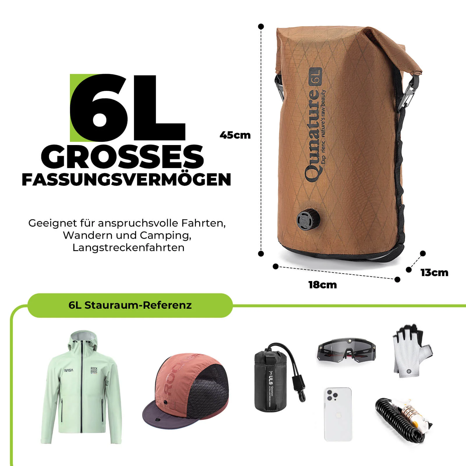 Bolsa de manillar 6L/12L Impermeable y ligera para bicicleta y actividades al aire libre Quantue - Imagen 8