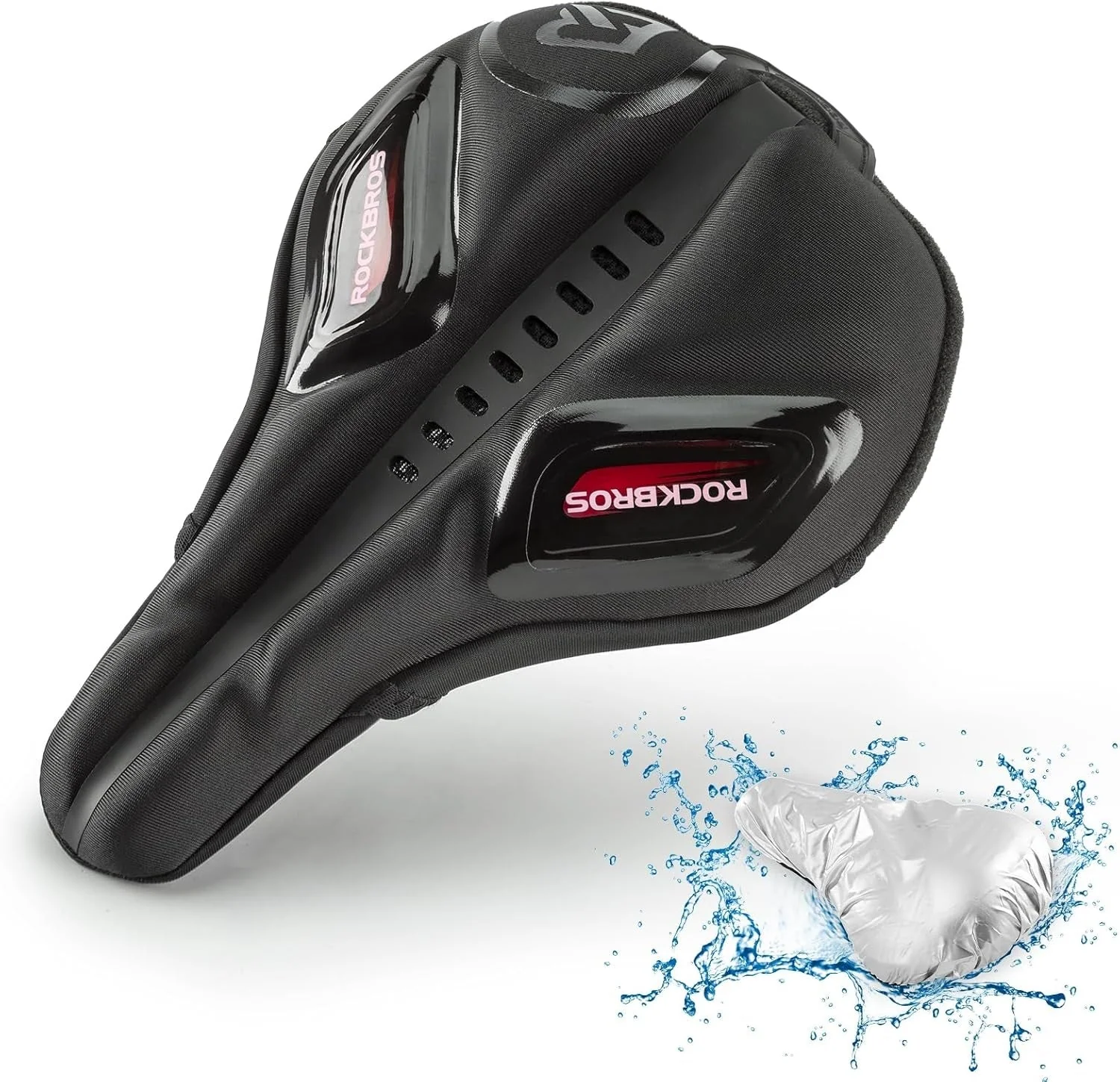 Funda de asiento de bicicleta con funda de gel de protección contra la lluvia para bicicleta de carretera MTB e-bike rojo/azul - Imagen 3