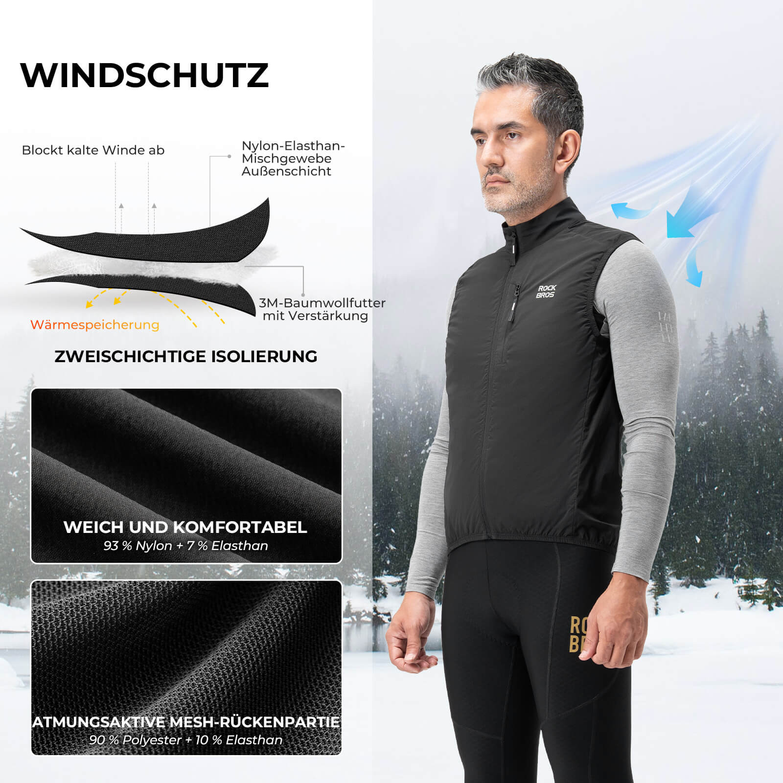 Chaleco de ciclismo sin mangas, chaqueta de ciclismo, plegable, transpirable, ROCKBROS - Imagen 5