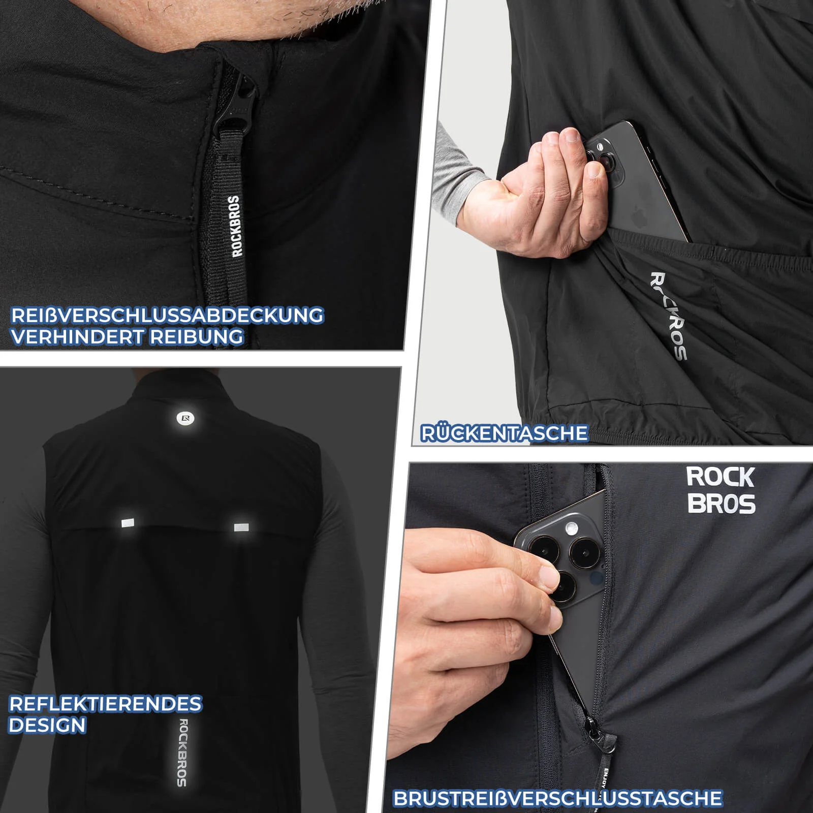 Chaleco de ciclismo sin mangas, chaqueta de ciclismo, plegable, transpirable, ROCKBROS - Imagen 8