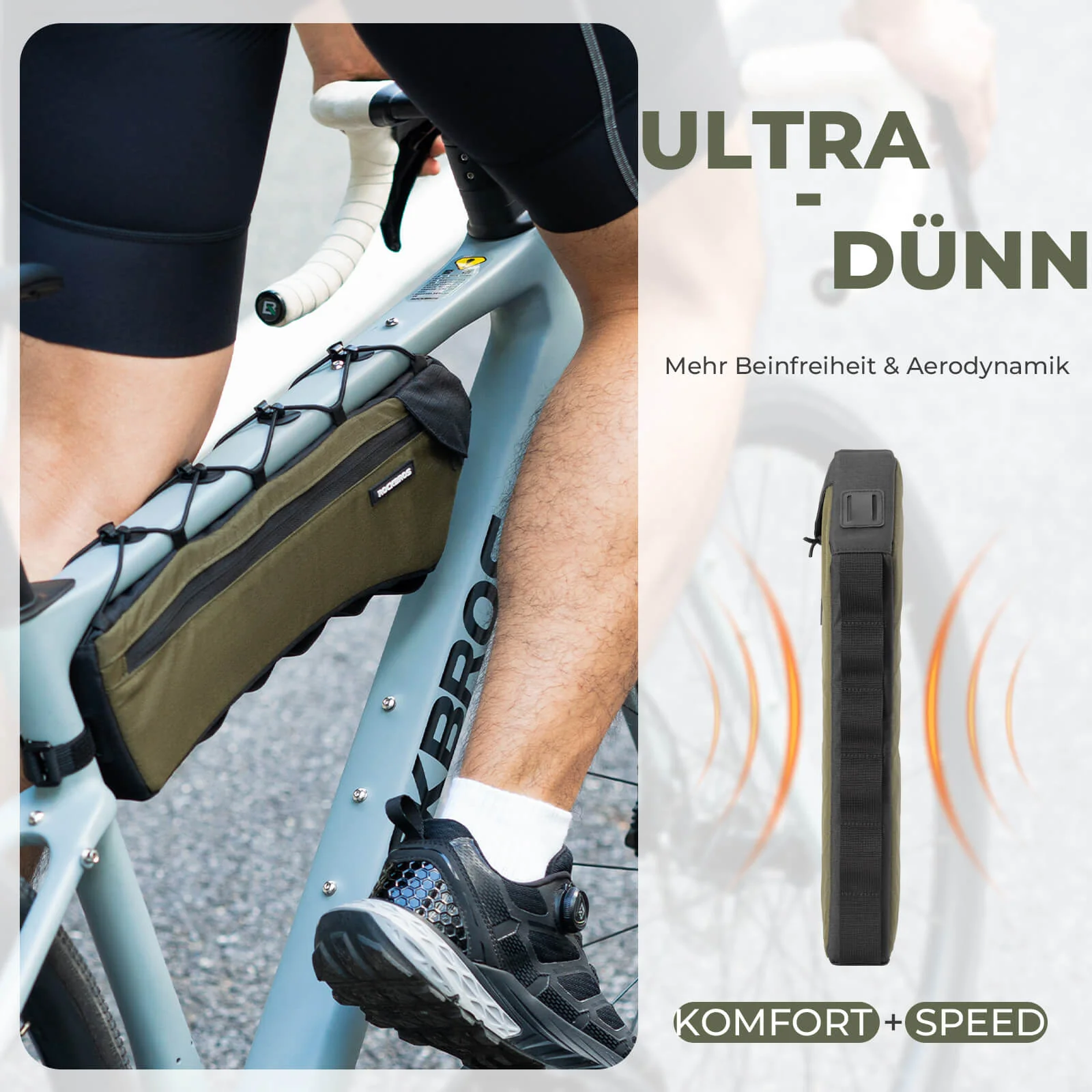 Bolsa para cuadro de bicicleta, bolsa triangular, 1,9 L, ultrafina y de acceso rápido, ROCKBROS - Imagen 6