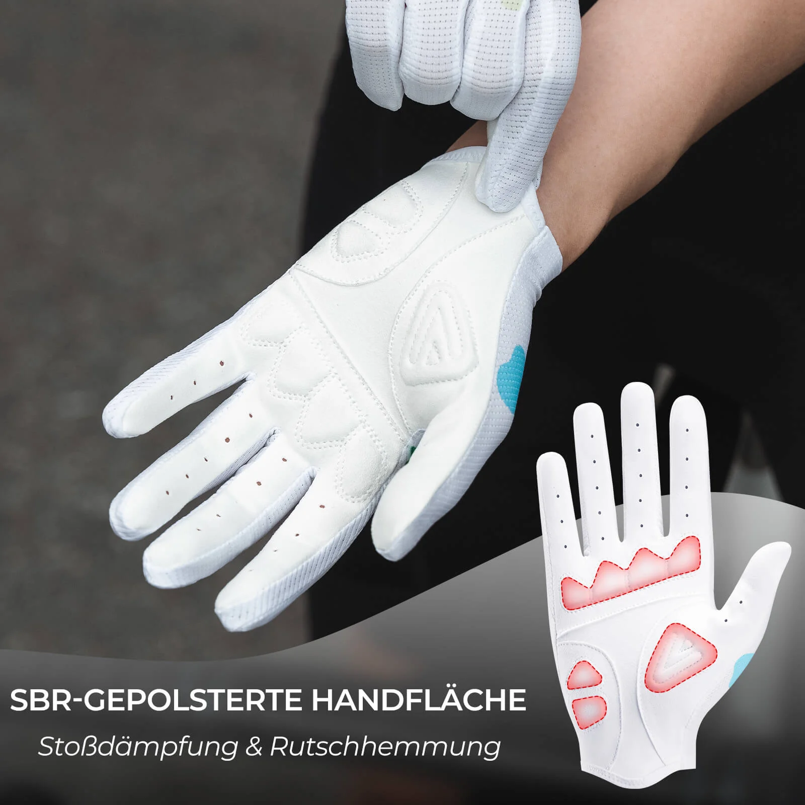 Guantes de ciclismo con acolchado SBR, transpirables, muy flexibles, ROCKBROS - Imagen 6
