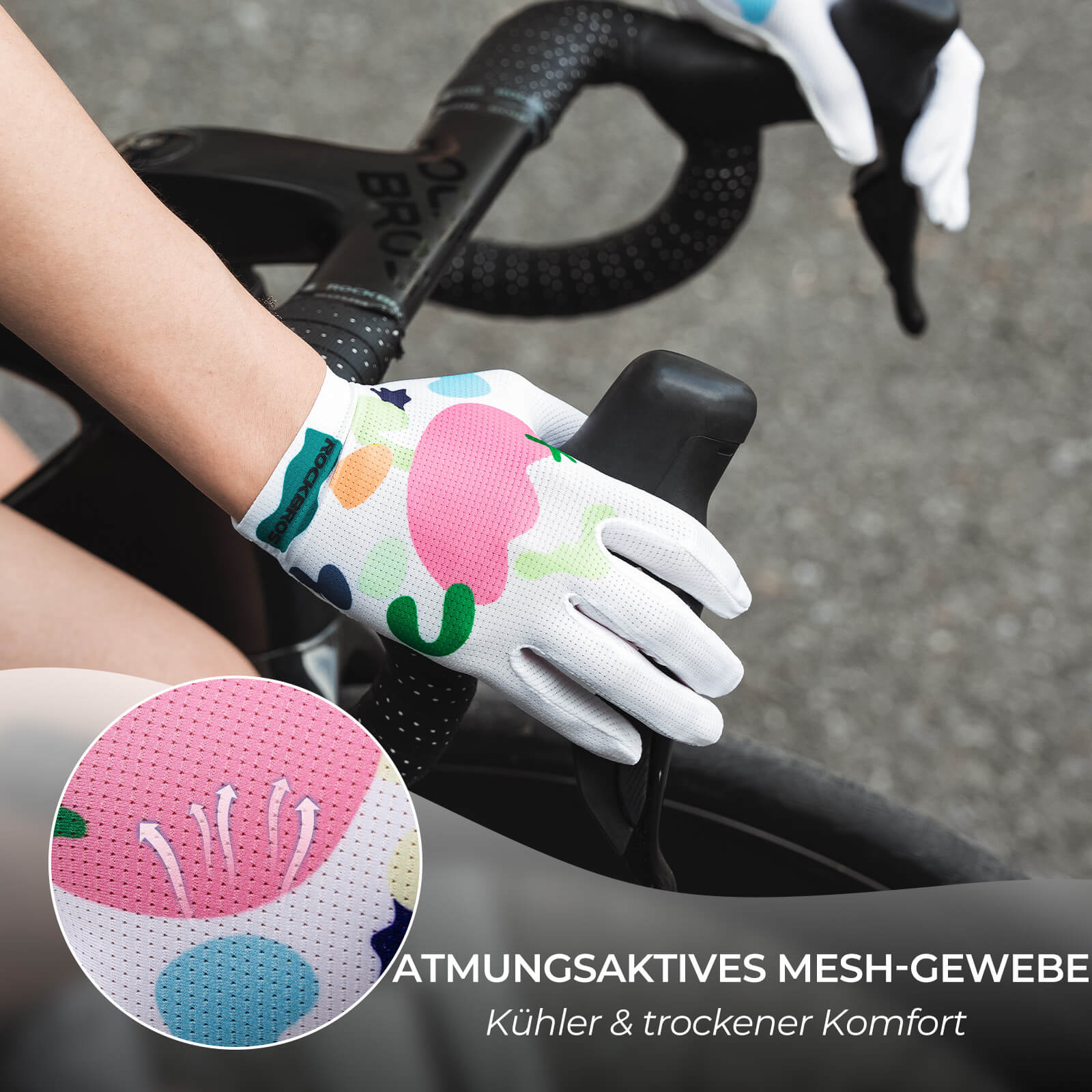 Guantes de ciclismo con acolchado SBR, transpirables, muy flexibles, ROCKBROS - Imagen 8