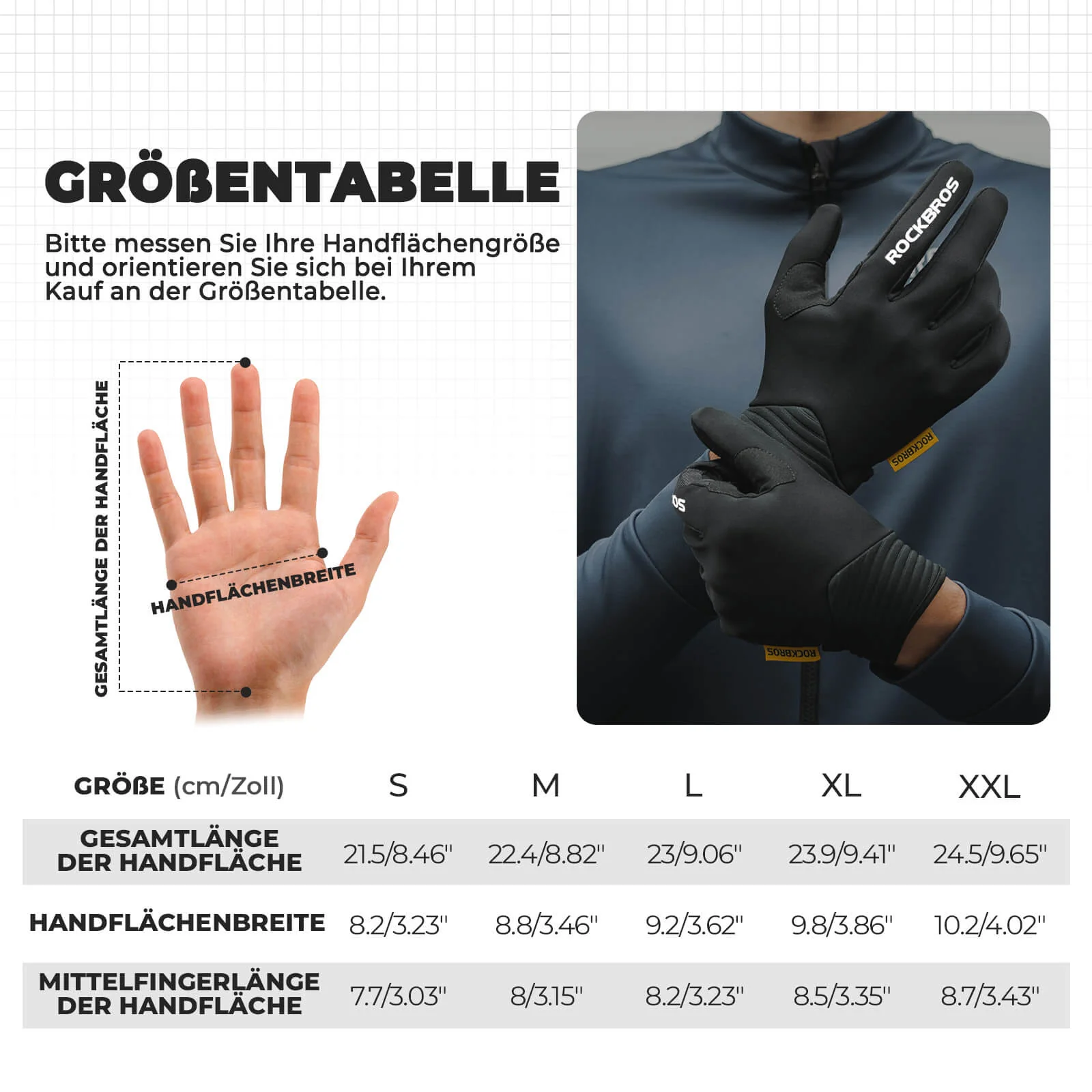 Guantes de ciclismo ROCKBROS compatibles con pantalla táctil con acolchado SBR - Imagen 6
