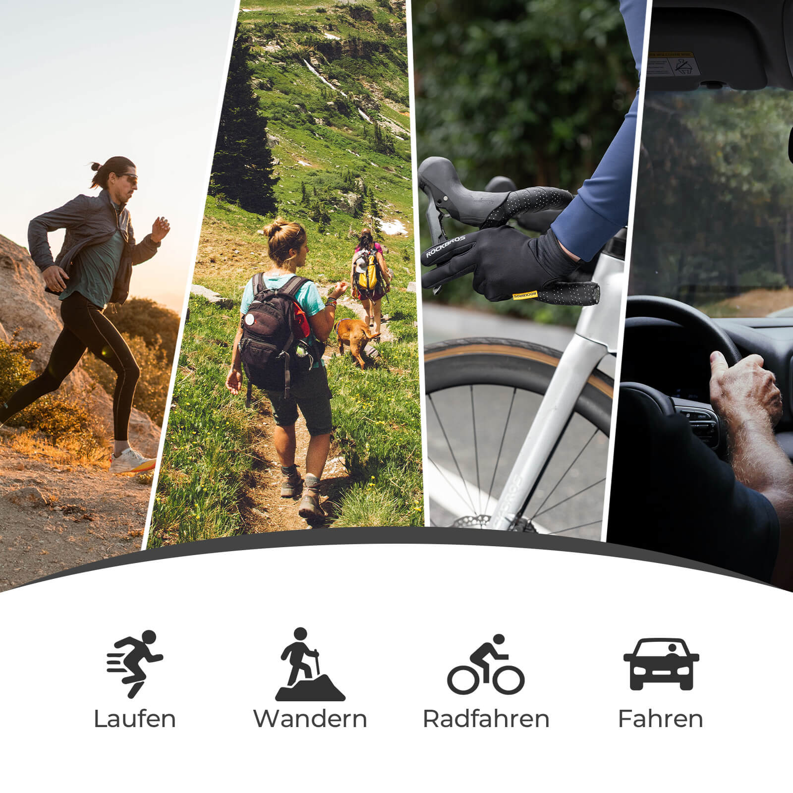 Guantes de ciclismo ROCKBROS compatibles con pantalla táctil con acolchado SBR - Imagen 7