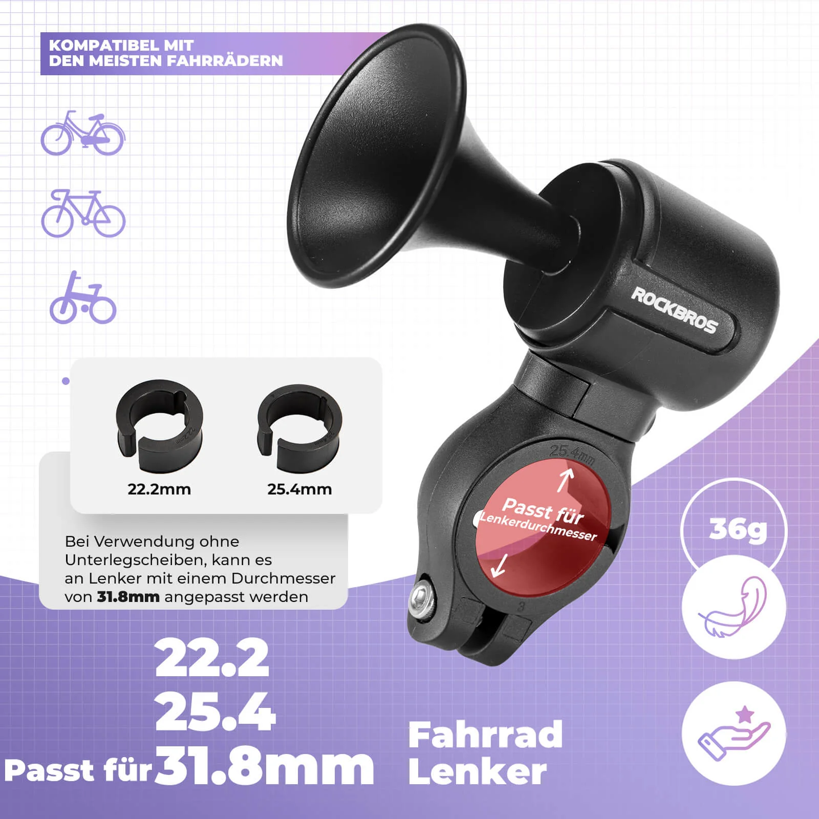 Timbre de bicicleta eléctrica 120dB para manillares de 22,2/25,4/31,8 mm ROCKBROS - Imagen 6