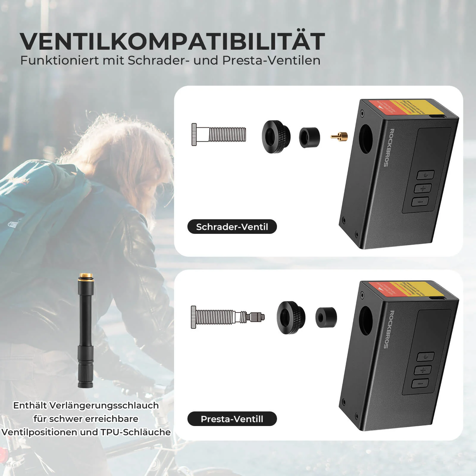 MINI Bomba Eléctrica Portátil para Bicicleta AS240 Pro ROCKBROS - Imagen 7