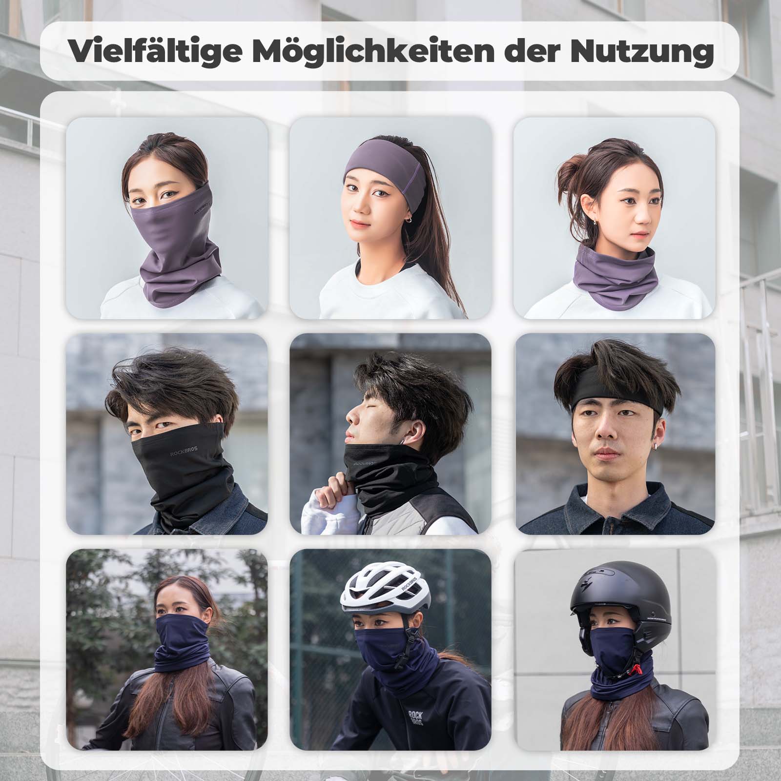 Pasamontañas multifuncional de forro polar, suave, para la cara, bufanda de tubo ROCKBROS - Imagen 6