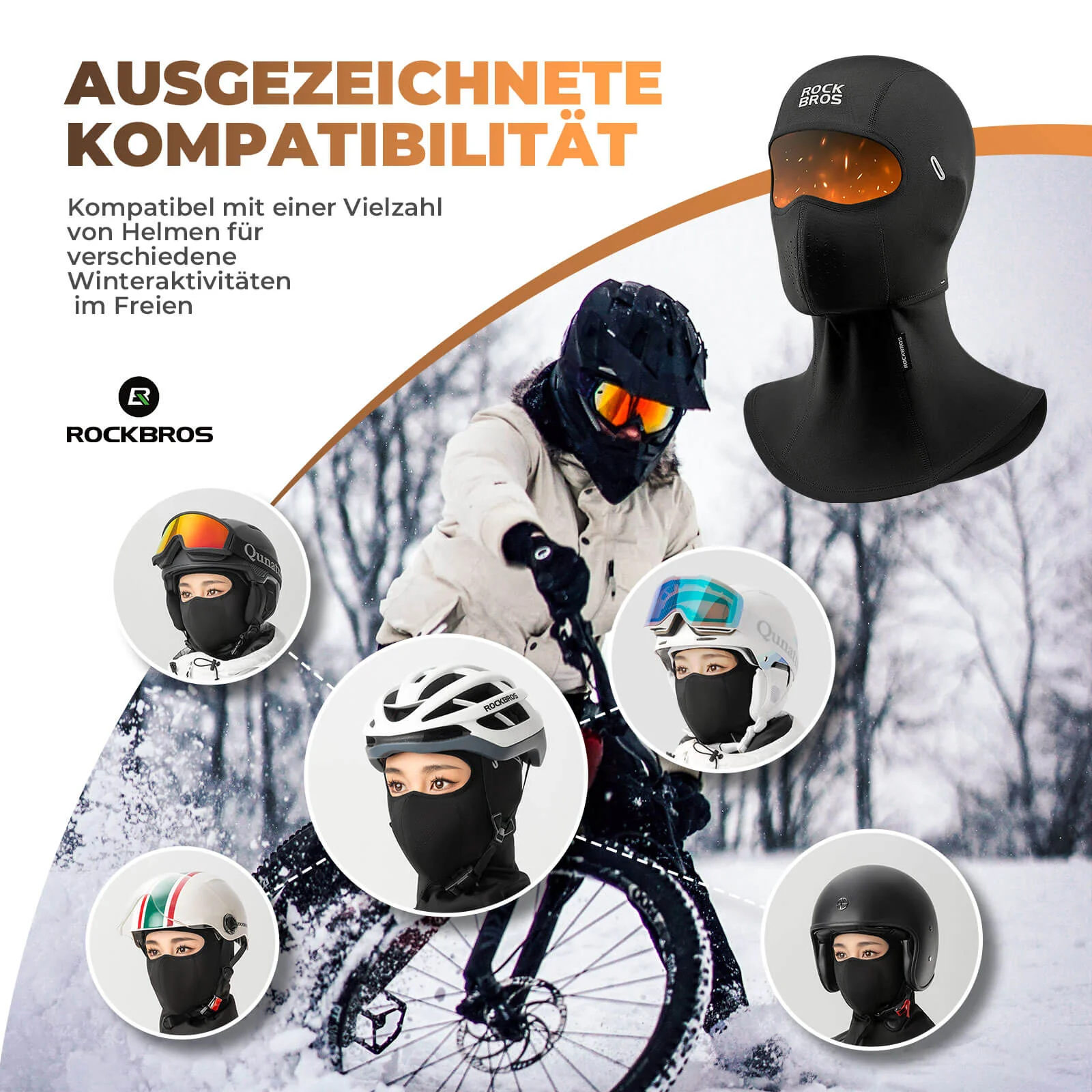 Pasamontañas, protección facial cortavientos para ciclismo, unisex, ROCKBROS - Imagen 3