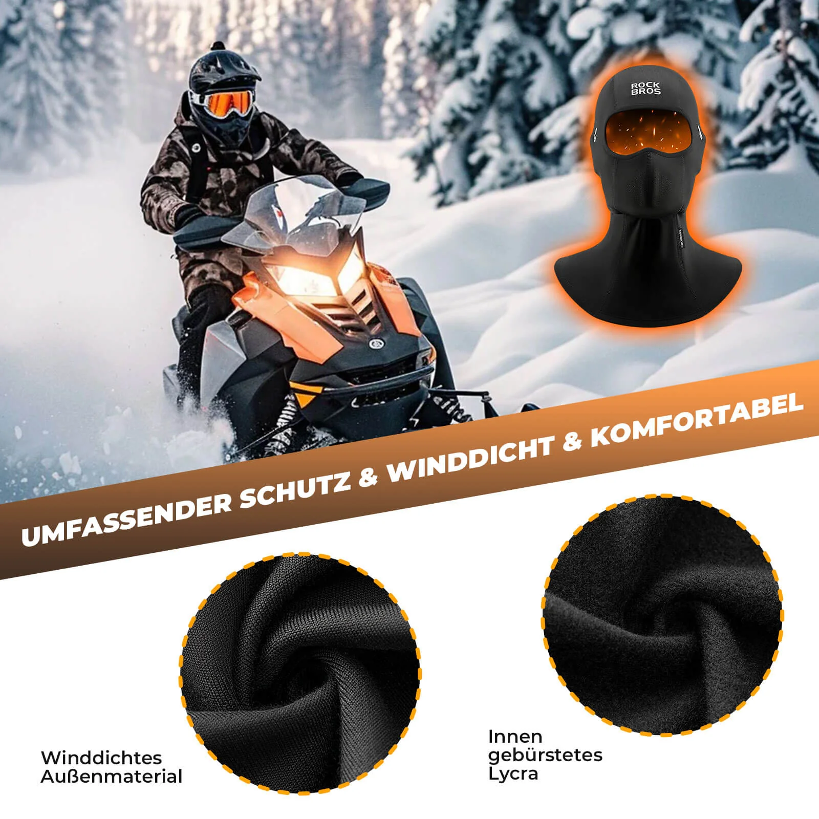 Pasamontañas, protección facial cortavientos para ciclismo, unisex, ROCKBROS - Imagen 4