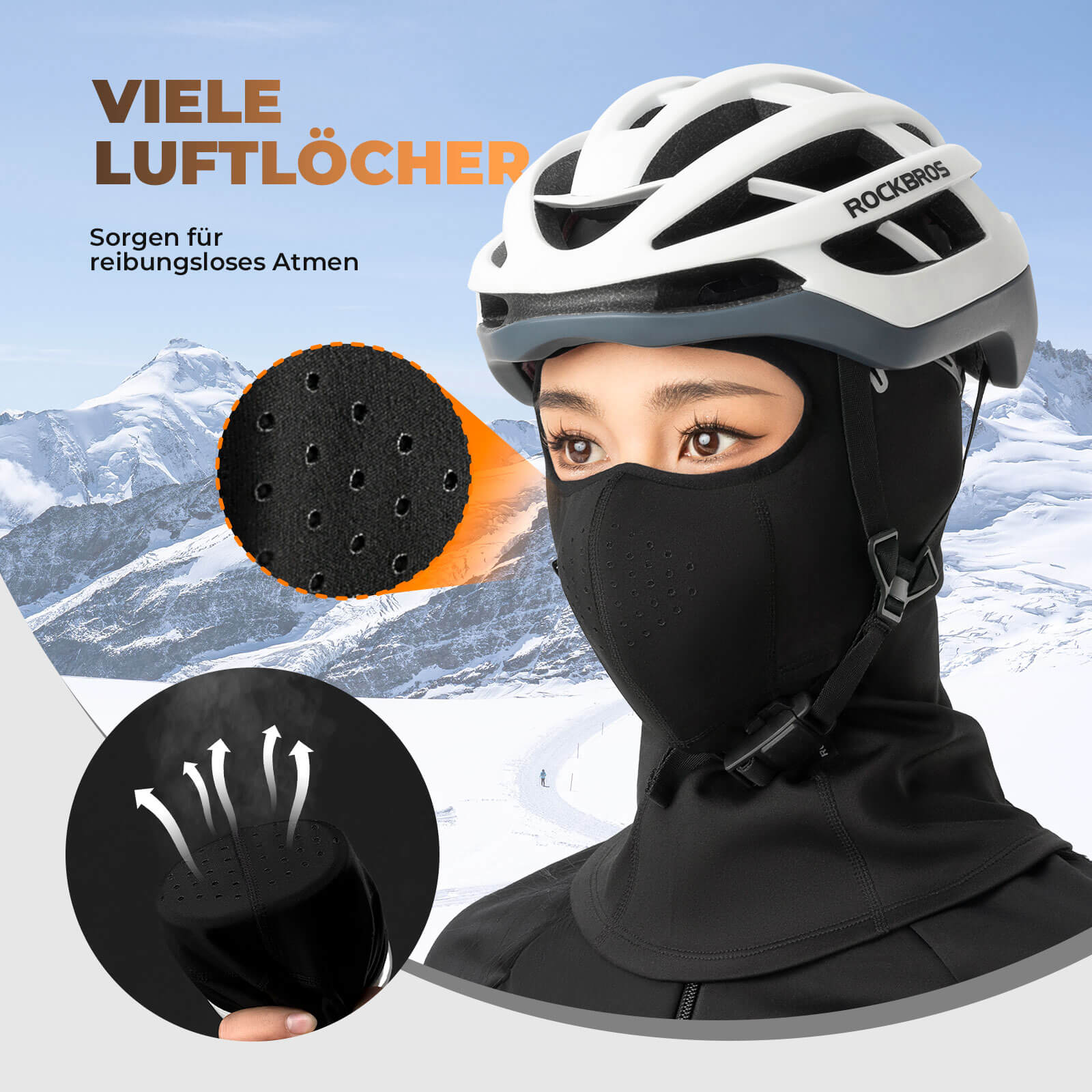 Pasamontañas, protección facial cortavientos para ciclismo, unisex, ROCKBROS - Imagen 6