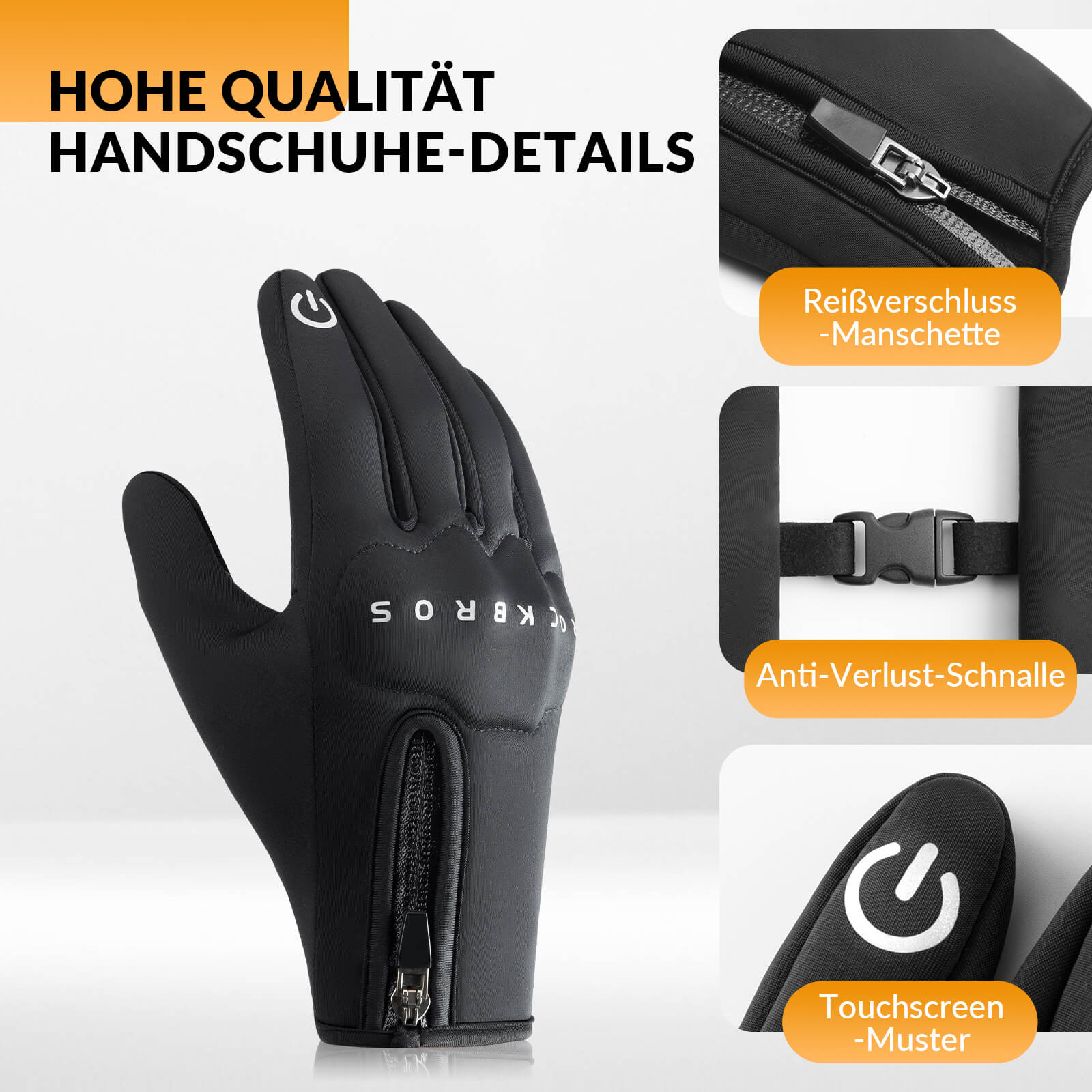 Guantes de ciclismo de invierno con acolchado de gel, compatibles con pantalla táctil, ROCKBROS - Imagen 3