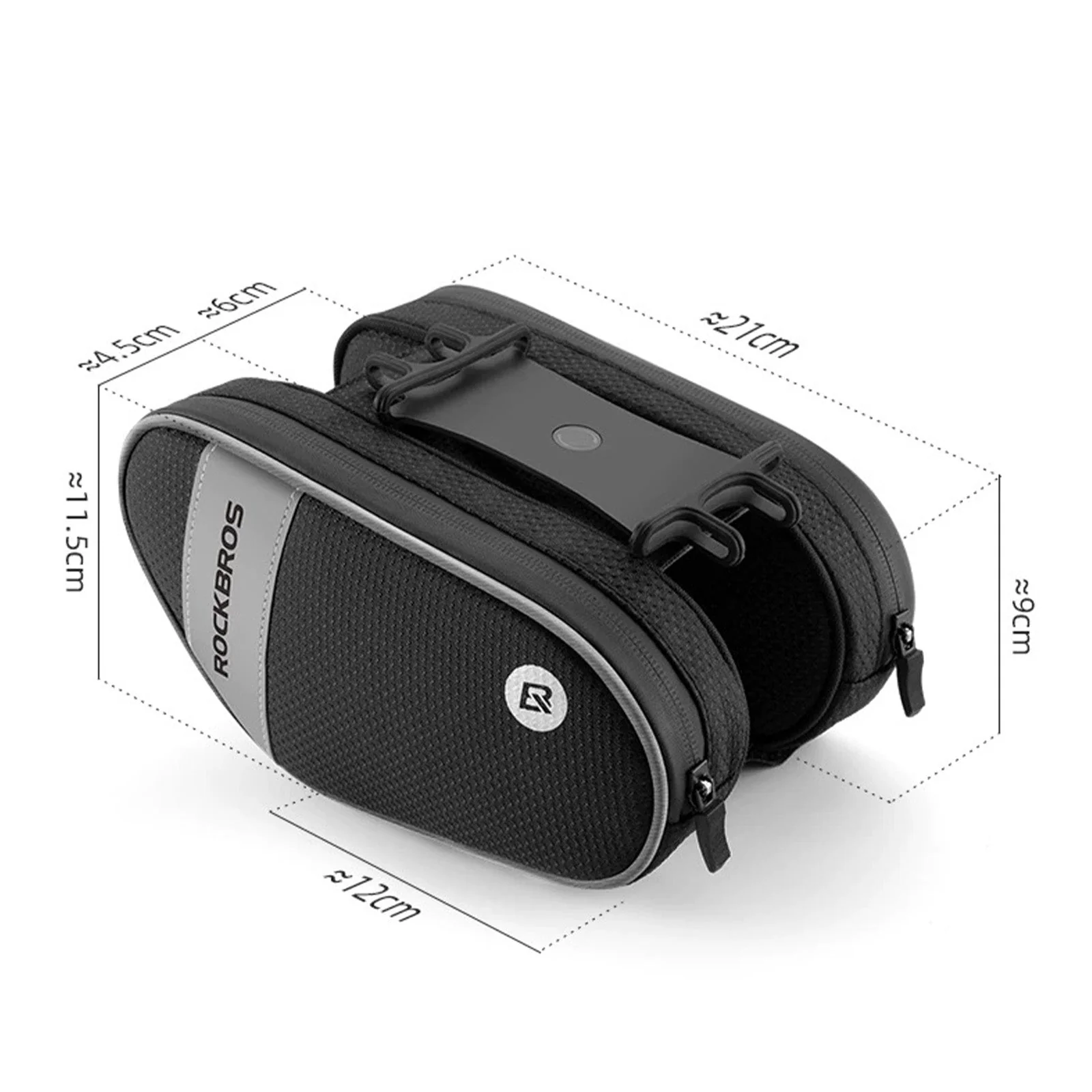 Bolsa para cuadro de bicicleta con soporte para teléfono giratorio 360°, 1,5 L, BK ROCKBROS - Imagen 5