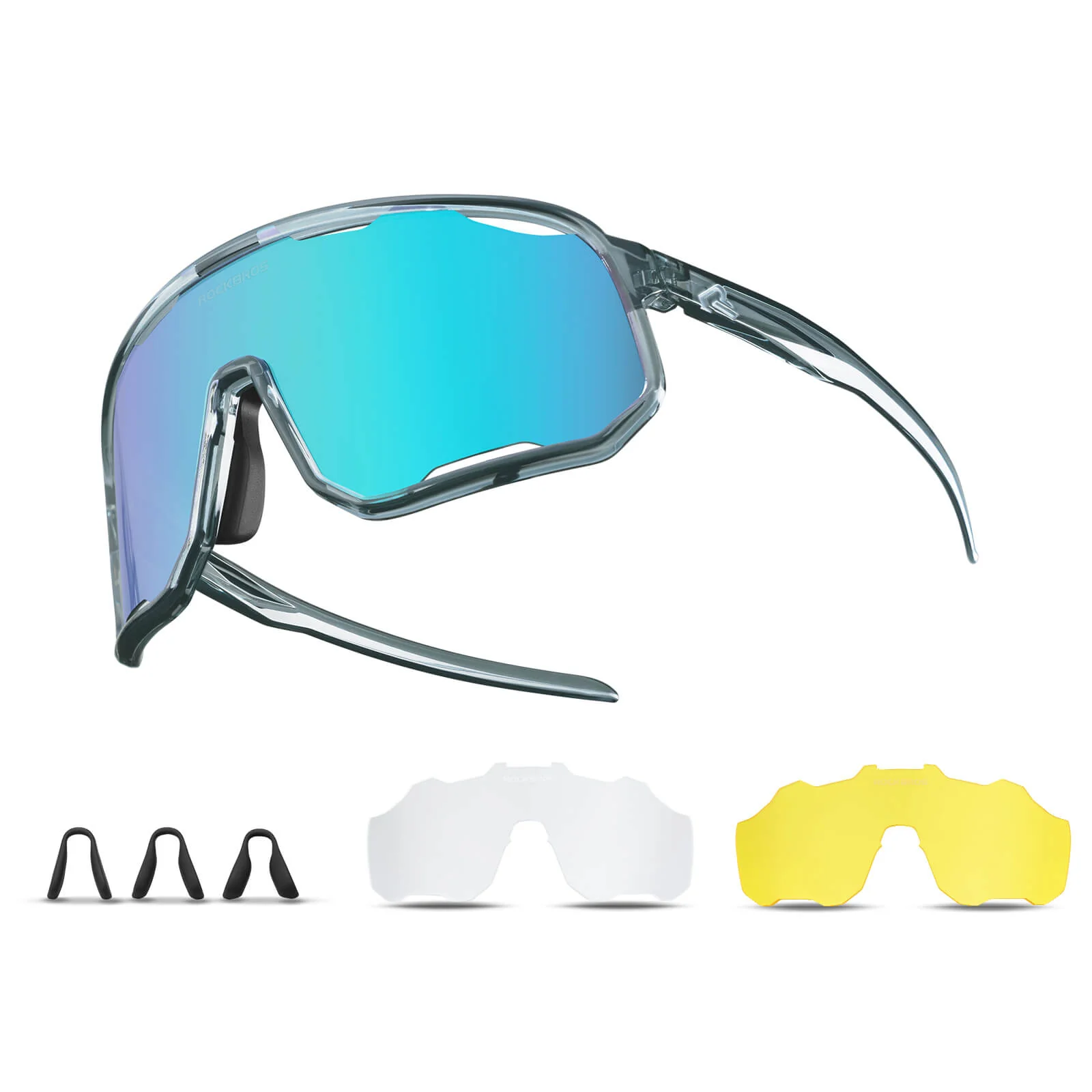 Gafas de ciclismo, gafas de sol polarizadas, protección UV, plaquetas nasales intercambiables, mujer/hombre, ROCKBROS - Imagen 6