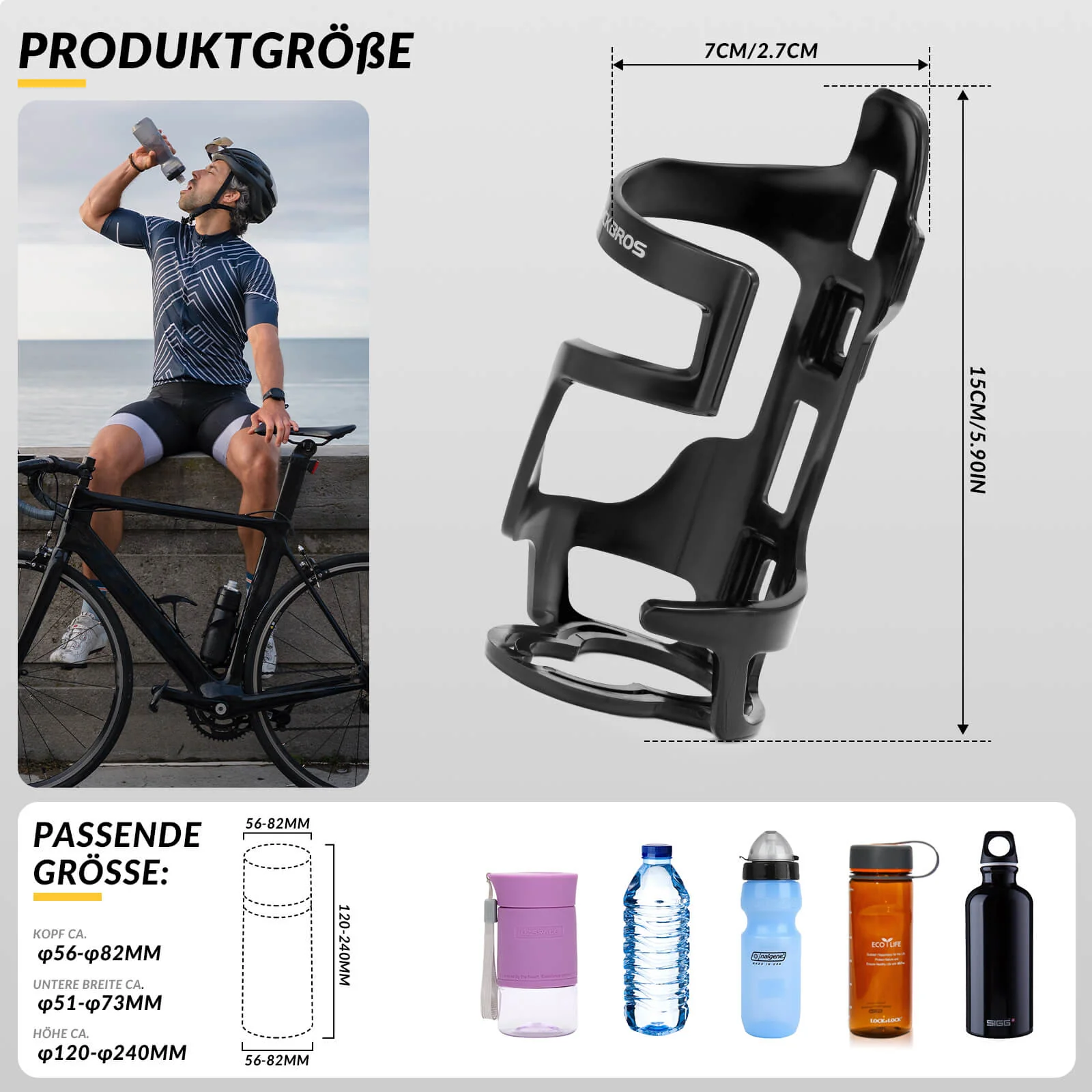 Portabotellas, accesorio para bicicleta, ligero, resistente, ROCKBROS - Imagen 5