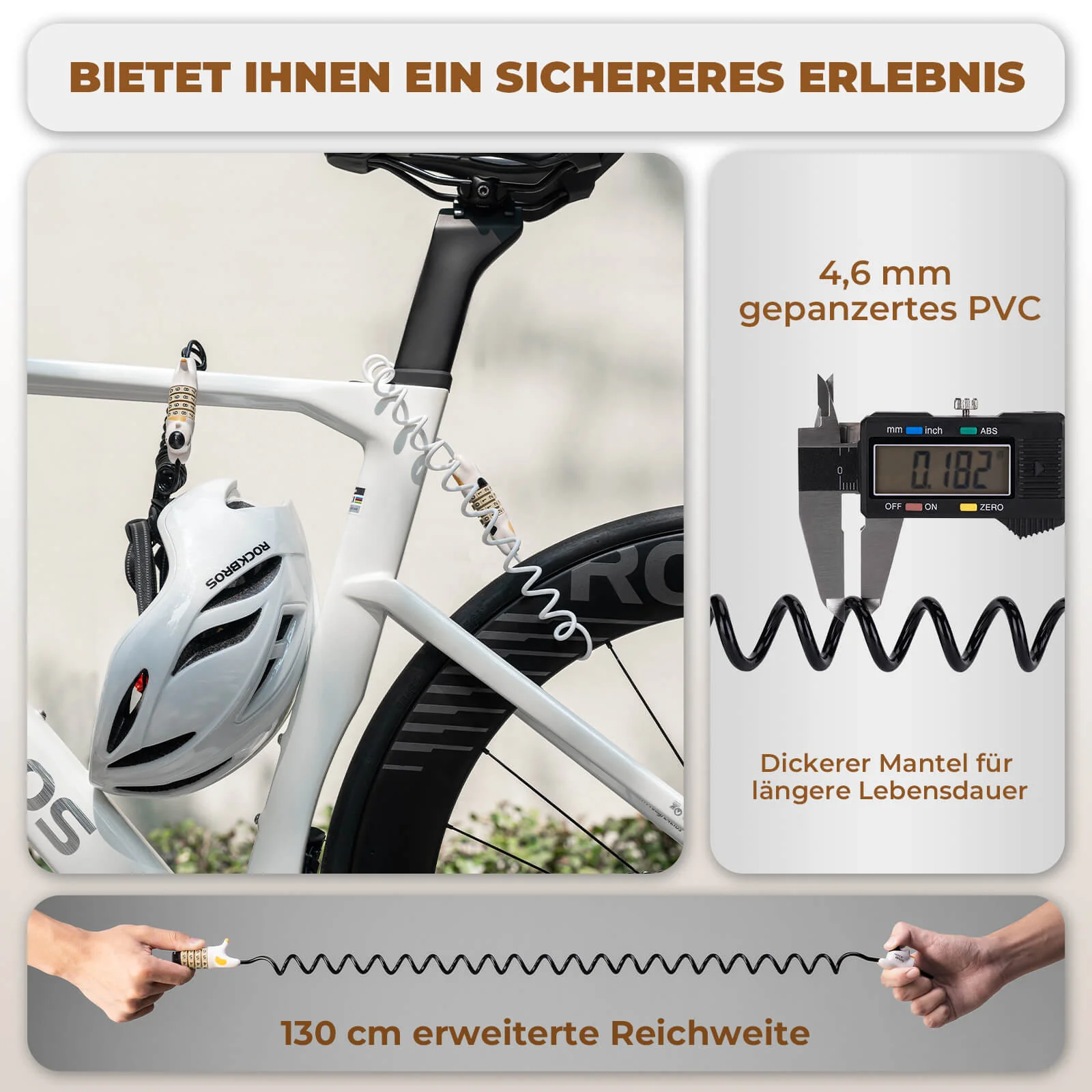 Candado de bicicleta multifuncional, candado de combinación para niños, candado para casco, ROCKBROS - Imagen 6