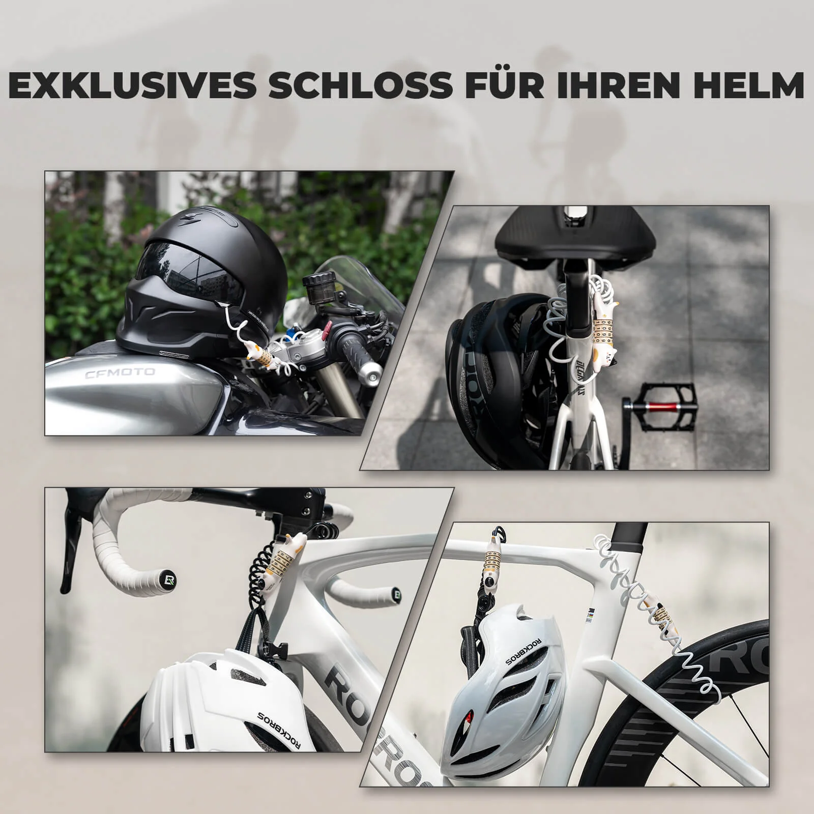 Candado de bicicleta multifuncional, candado de combinación para niños, candado para casco, ROCKBROS - Imagen 7