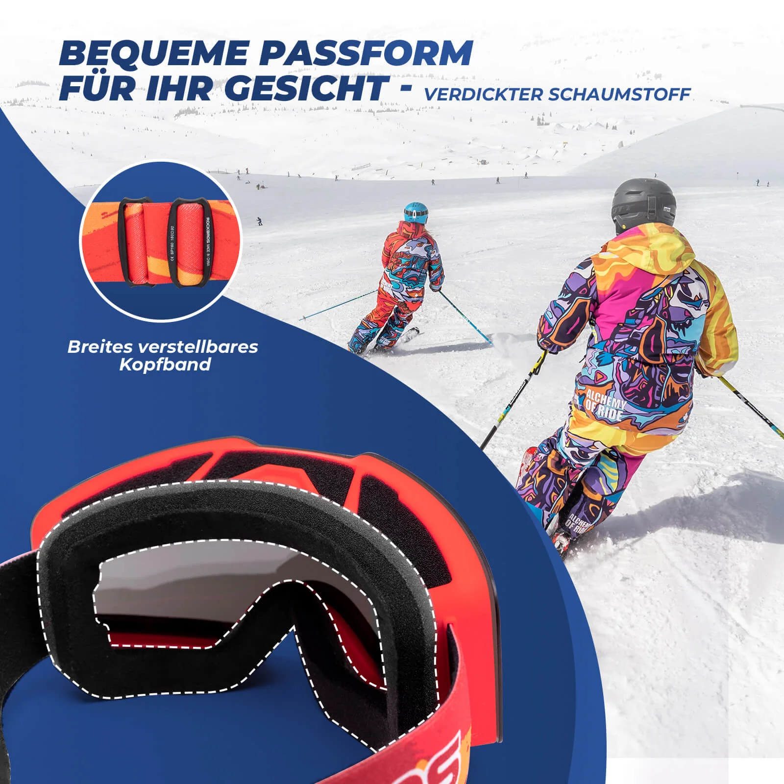 Gafas de esquí, gafas de nieve, polarizadas, gafas deportivas compatibles con casco, esquí, ROCKBROS - Imagen 6