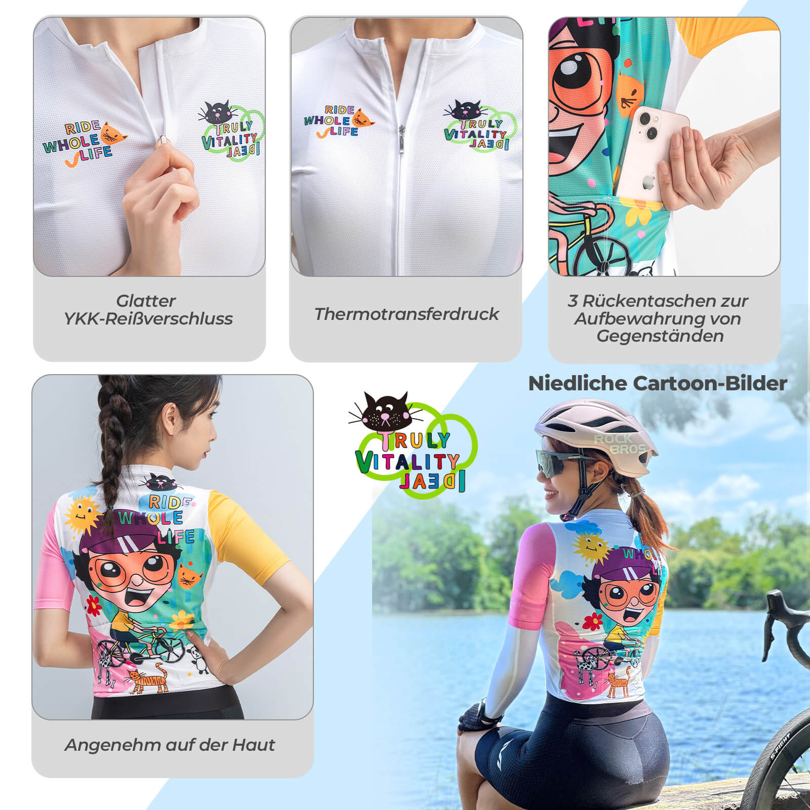 Maillot ciclista de manga corta TVI para mujer, ropa de ciclismo, secado rápido, ROCKBROS - Imagen 5