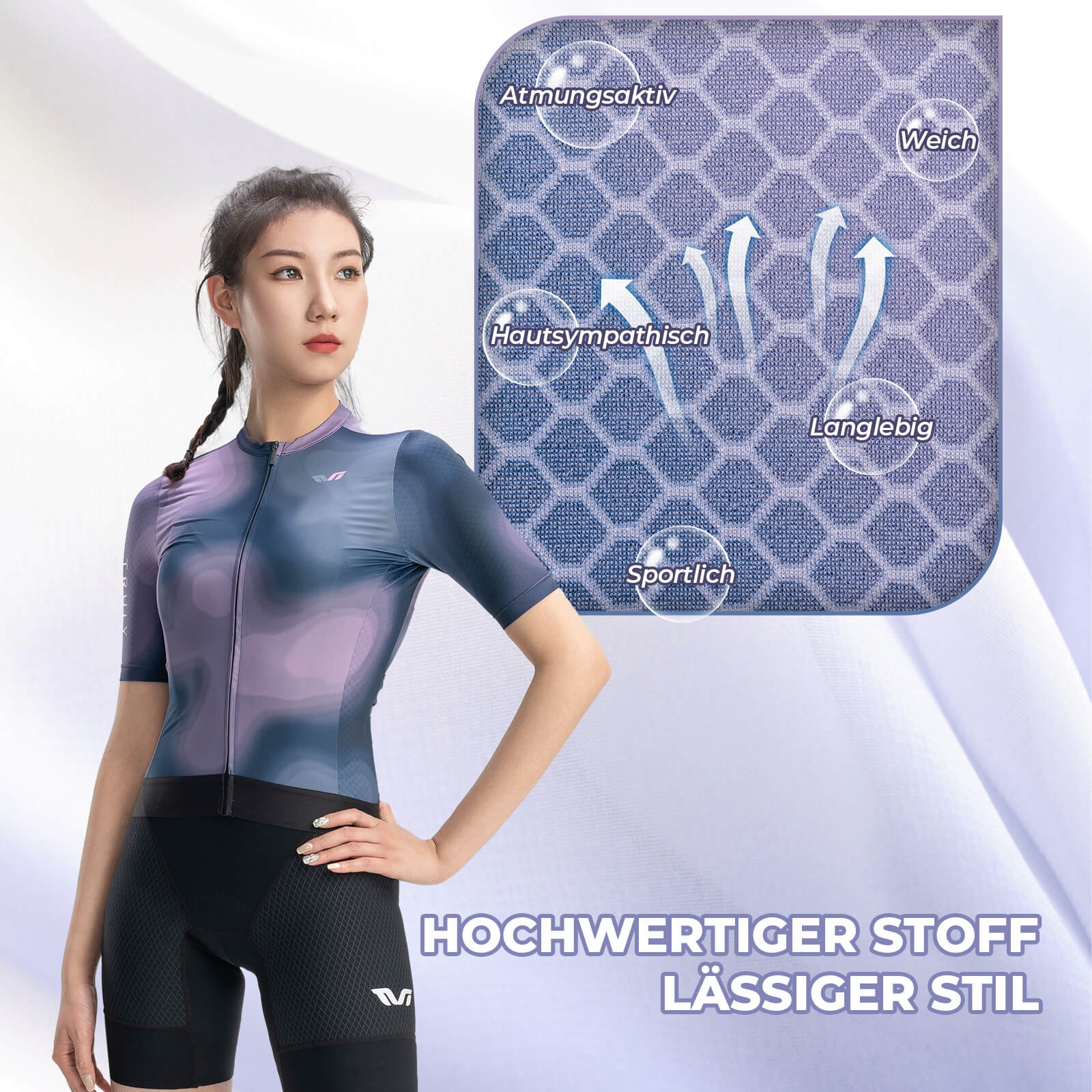 Maillot ciclista de manga corta TVI para mujer, de verano, de secado rápido, con 3 bolsillos, ROCKBROS - Imagen 6