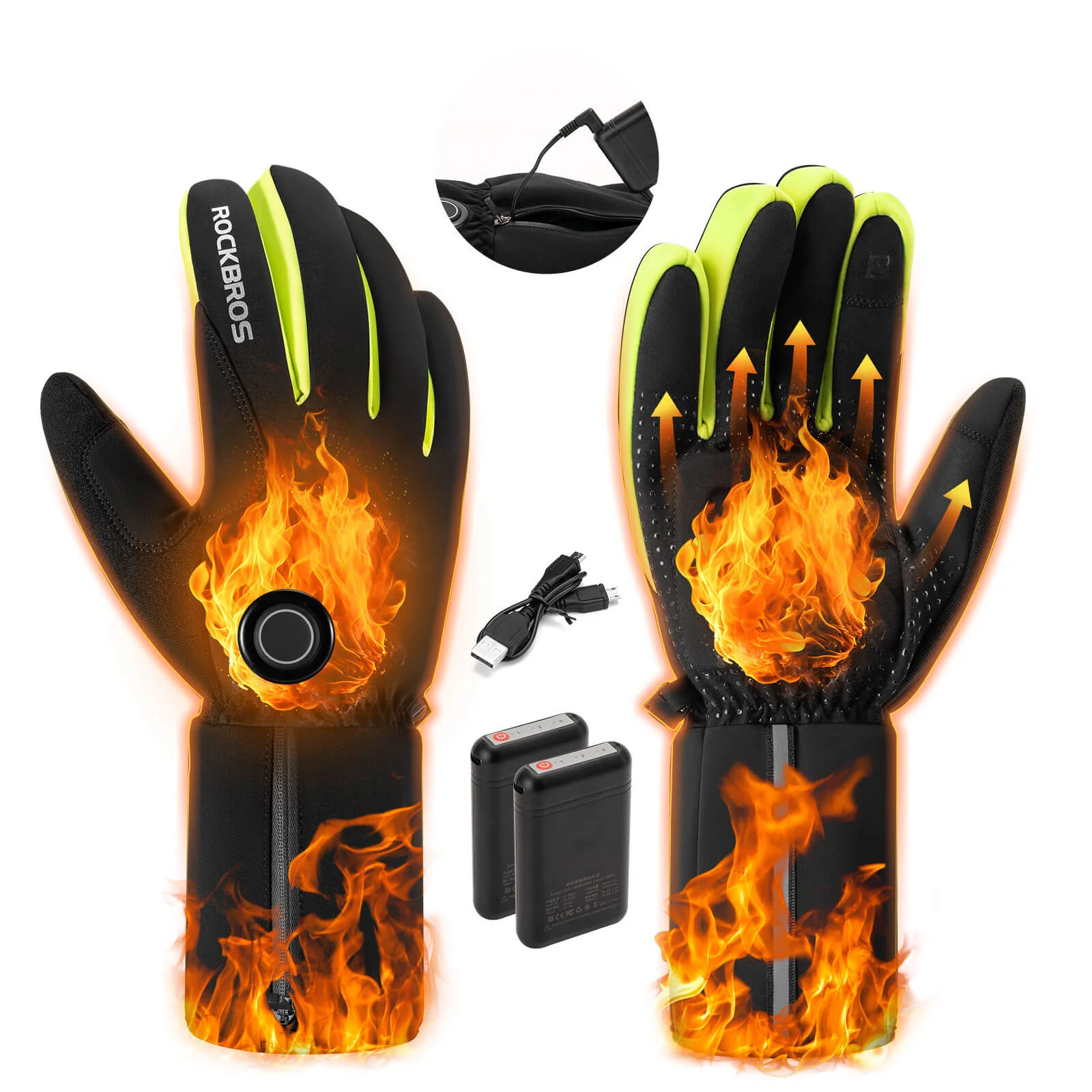Guantes de ciclismo calefactables de invierno con pantalla táctil M-2XL ROCKBROS - Imagen 3